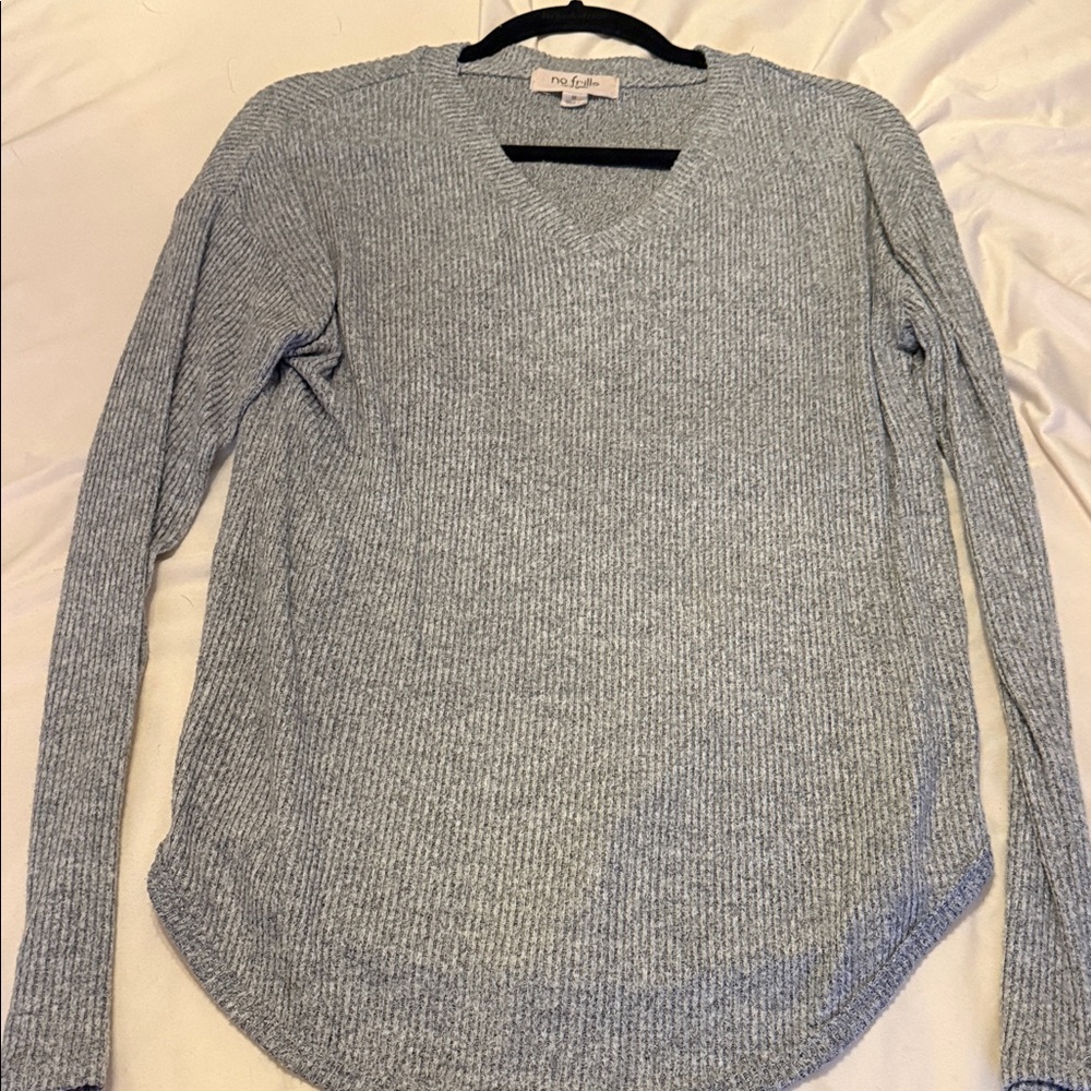 V-Neck Ribbed Knit Sweater